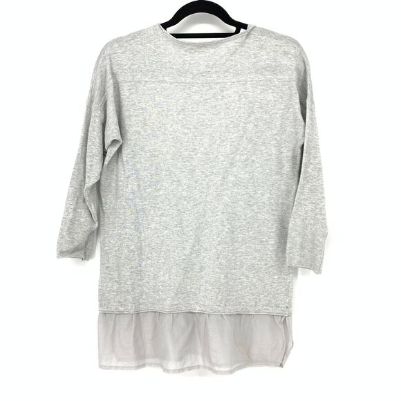 Poetry Women's Sz 6 Gray Pullover Blouse Ruffle Hem Round Neck 3/4 Sleeve Casual - Picture 2 of 7